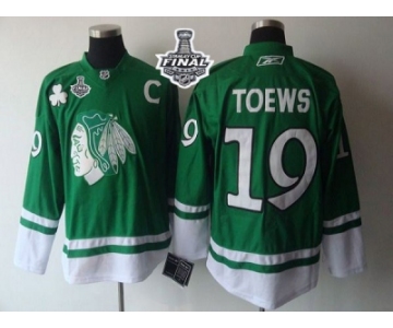 NHL Chicago Blackhawks #19 Jonathan Toews Green St. Patty's Day 2015 Stanley Cup Stitched Jerseys