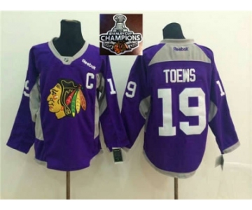 NHL Chicago Blackhawks #19 Jonathan Toews Purple Practice 2015 Stanley Cup Champions jerseys