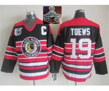 NHL Chicago Blackhawks #19 Jonathan Toews Red Black 75TH CCM 2015 Stanley Cup Champions jerseys