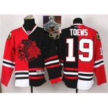 NHL Chicago Blackhawks #19 Jonathan Toews Red Black Split Red Shull 2015 Stanley Cup Champions jerseys