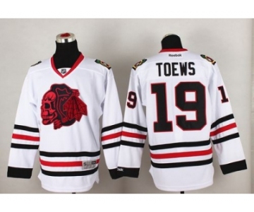 NHL Chicago Blackhawks #19 Jonathan Toews White(Red Skull) Stitched Jerseys