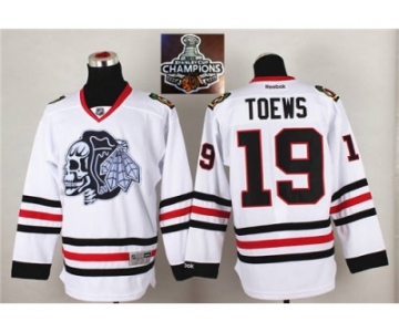 NHL Chicago Blackhawks #19 Jonathan Toews White(White Skull) 2014 Stadium Series 2015 Stanley Cup Champions jerseys