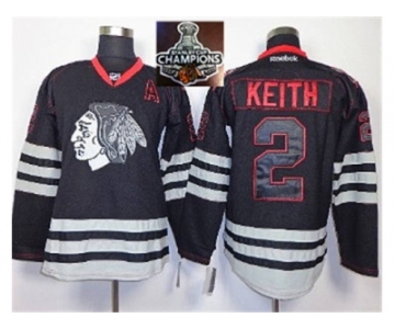 NHL Chicago Blackhawks #2 DUNCAN KEITH Black Ice Jersey Skull Logo Fashion 2015 Stanley Cup Champions jerseys