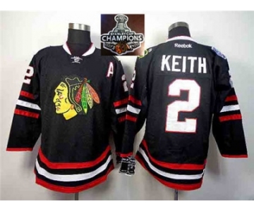 NHL Chicago Blackhawks #2 Duncan Keith Black 2014 Stadium Series 2015 Stanley Cup Champions jerseys