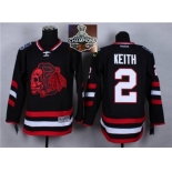 NHL Chicago Blackhawks #2 Duncan Keith Black(Red Skull) 2014 Stadium Series 2015 Stanley Cup Champions jerseys