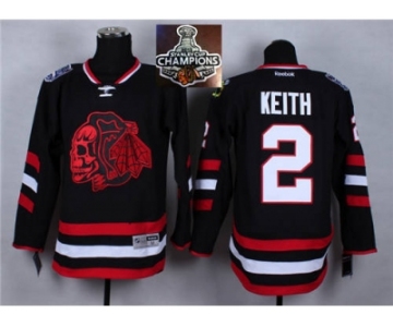 NHL Chicago Blackhawks #2 Duncan Keith Black(Red Skull) 2014 Stadium Series 2015 Stanley Cup Champions jerseys