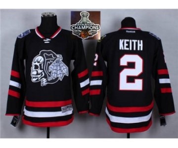 NHL Chicago Blackhawks #2 Duncan Keith Black(White Skull) 2014 Stadium Series 2015 Stanley Cup Champions jerseys