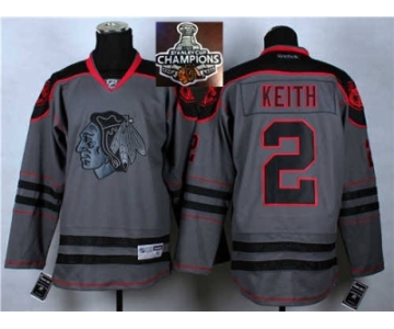 NHL Chicago Blackhawks #2 Duncan Keith Charcoal Cross Check Fashion 2015 Stanley Cup Champions jerseys