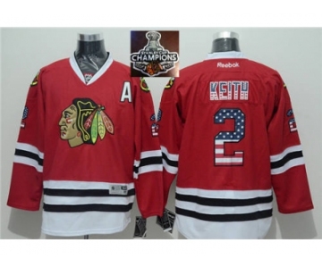 NHL Chicago Blackhawks #2 Duncan Keith Red USA Flag Fashion 2015 Stanley Cup Champions jerseys