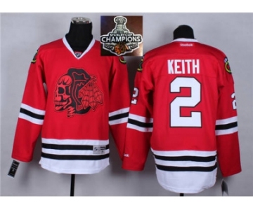 NHL Chicago Blackhawks #2 Duncan Keith Red(Red Skull) 2014 Stadium Series 2015 Stanley Cup Champions jerseys