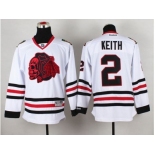 NHL Chicago Blackhawks #2 Duncan Keith White(Red Skull) Stitched Jerseys