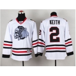 NHL Chicago Blackhawks #2 Duncan Keith White(White Skull) Stitched Jerseys