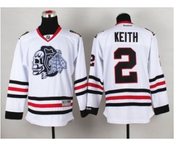 NHL Chicago Blackhawks #2 Duncan Keith White(White Skull) Stitched Jerseys