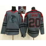 NHL Chicago Blackhawks #20 Brandon Saad Charcoal Cross Check Fashion 2015 Stanley Cup Champions jerseys