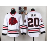 NHL Chicago Blackhawks #20 Brandon Saad White(Red Skull) 2014 Stadium Series 2015 Stanley Cup Champions jerseys