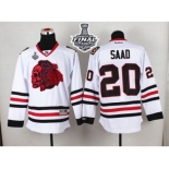 NHL Chicago Blackhawks #20 Brandon Saad White(Red Skull) 2015 Stanley Cup Stitched Jerseys