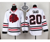 NHL Chicago Blackhawks #20 Brandon Saad White(Red Skull) 2015 Stanley Cup Stitched Jerseys