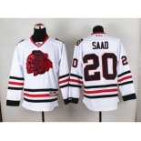 NHL Chicago Blackhawks #20 Brandon Saad White(Red Skull) Stitched Jerseys