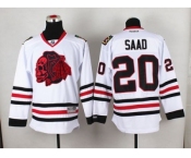 NHL Chicago Blackhawks #20 Brandon Saad White(Red Skull) Stitched Jerseys