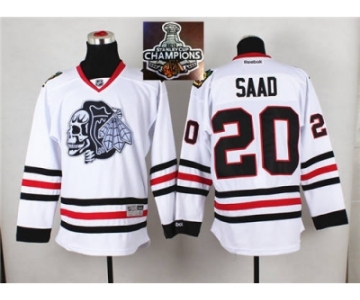 NHL Chicago Blackhawks #20 Brandon Saad White(White Skull) 2014 Stadium Series 2015 Stanley Cup Champions jerseys