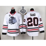 NHL Chicago Blackhawks #20 Brandon Saad White(White Skull) 2015 Stanley Cup Stitched Jerseys