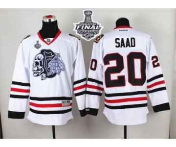 NHL Chicago Blackhawks #20 Brandon Saad White(White Skull) 2015 Stanley Cup Stitched Jerseys