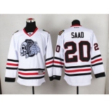 NHL Chicago Blackhawks #20 Brandon Saad White(White Skull) Stitched Jerseys