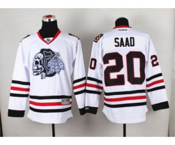 NHL Chicago Blackhawks #20 Brandon Saad White(White Skull) Stitched Jerseys