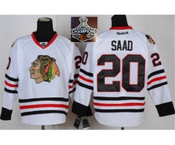 NHL Chicago Blackhawks #20 Saad white 2015 Stanley Cup Champions jerseys