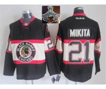 NHL Chicago Blackhawks #21 Stan Mikita Black New Third 2015 Stanley Cup Champions jerseys