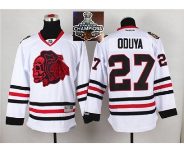 NHL Chicago Blackhawks #27 Johnny Oduya White(Red Skull) 2014 Stadium Series 2015 Stanley Cup Champions jerseys