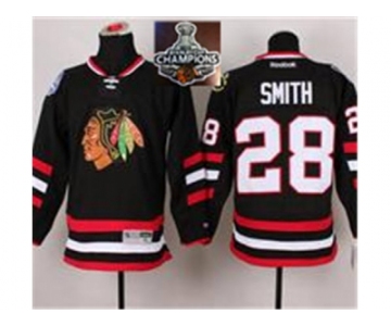 NHL Chicago Blackhawks #28 Ben Smith Black 2014 Stadium Series 2015 Stanley Cup Champions jerseys