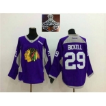 NHL Chicago Blackhawks #29 Bryan Bickell Purple Practice 2015 Stanley Cup Champions jerseys