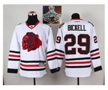 NHL Chicago Blackhawks #29 Bryan Bickell White(Red Skull) 2014 Stadium Series 2015 Stanley Cup Champions jerseys