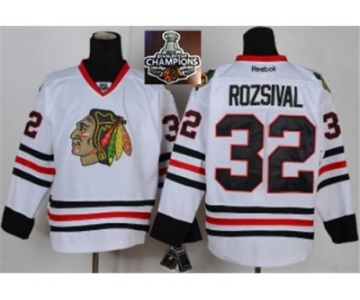 NHL Chicago Blackhawks ##32 Rozsival white 2015 Stanley Cup Champions jerseys