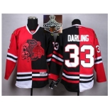 NHL Chicago Blackhawks #33 Darling Red Black Split Red Shull 2015 Stanley Cup Champions jerseys