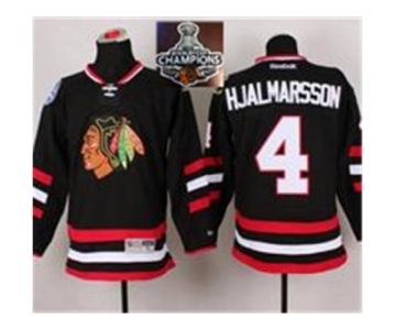 NHL Chicago Blackhawks #4 Niklas Hjalmarsson Black 2014 Stadium Series 2015 Stanley Cup Champions jerseys