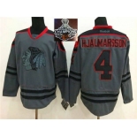 NHL Chicago Blackhawks #4 Niklas Hjalmarsson Charcoal Cross Check Fashion 2015 Stanley Cup Champions jerseys