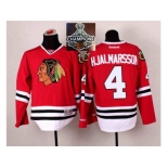 NHL Chicago Blackhawks #4 Niklas Hjalmarsson Red 2014 Stadium Series 2015 Stanley Cup Champions jerseys