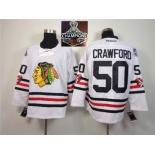 NHL Chicago Blackhawks #50 Corey Crawford 2015 Winter Classic White 2015 Stanley Cup Champions jerseys