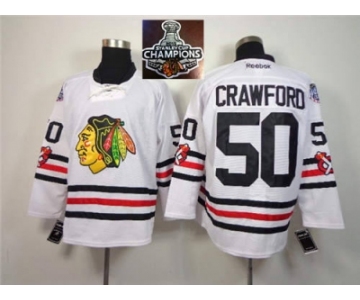 NHL Chicago Blackhawks #50 Corey Crawford 2015 Winter Classic White 2015 Stanley Cup Champions jerseys