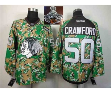 NHL Chicago Blackhawks #50 Corey Crawford Black Ice 2015 Stanley Cup Champions jerseys