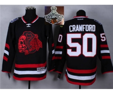 NHL Chicago Blackhawks #50 Corey Crawford Black(Red Skull) 2014 Stadium Series 2015 Stanley Cup Champions jerseys