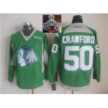 NHL Chicago Blackhawks #50 Corey Crawford Green Practice 2015 Stanley Cup Champions jerseys