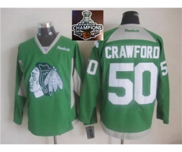 NHL Chicago Blackhawks #50 Corey Crawford Green Practice 2015 Stanley Cup Champions jerseys