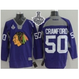 NHL Chicago Blackhawks #50 Corey Crawford Purple Practice 2015 Stanley Cup Stitched Jerseys