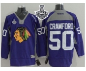 NHL Chicago Blackhawks #50 Corey Crawford Purple Practice 2015 Stanley Cup Stitched Jerseys