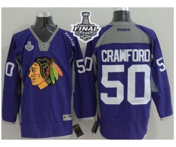 NHL Chicago Blackhawks #50 Corey Crawford Purple Practice 2015 Stanley Cup Stitched Jerseys