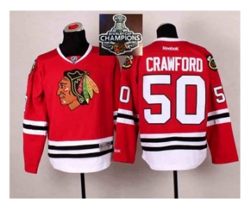 NHL Chicago Blackhawks #50 Corey Crawford Red 2014 Stadium Series 2015 Stanley Cup Champions jerseys