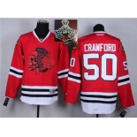 NHL Chicago Blackhawks #50 Corey Crawford Red(Red Skull) 2014 Stadium Series 2015 Stanley Cup Champions jerseys